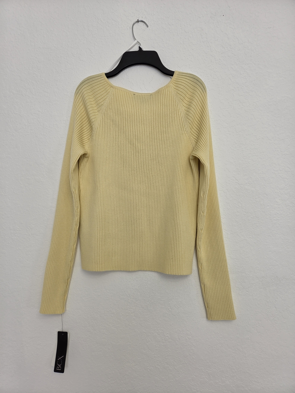 BCX Pale Yellow Ribbed Button-Front Cardigan - Picture 4 of 5